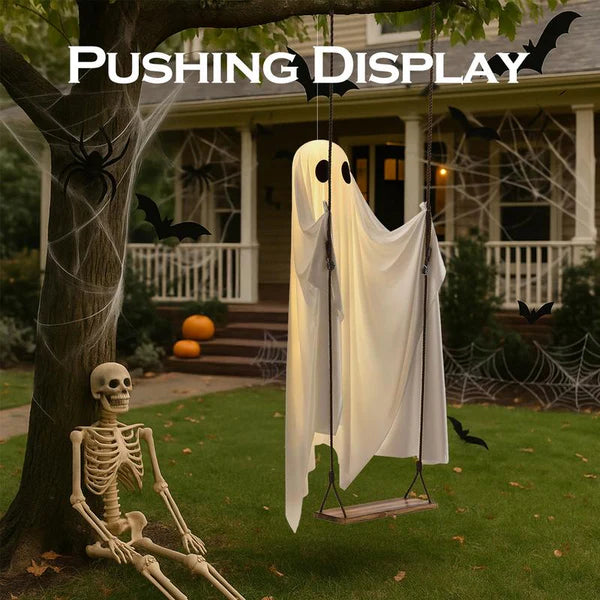 🔥ON SALE🔥Hanging Swing Ghost Halloween Decor with String Lights