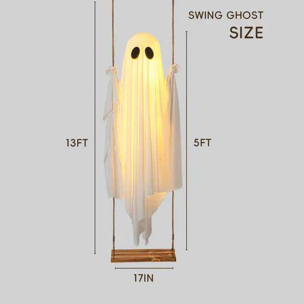 🔥ON SALE🔥Hanging Swing Ghost Halloween Decor with String Lights