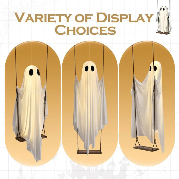 🔥ON SALE🔥Hanging Swing Ghost Halloween Decor with String Lights