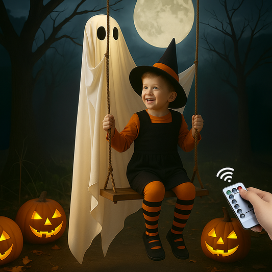 🔥ON SALE🔥Hanging Swing Ghost Halloween Decor with String Lights