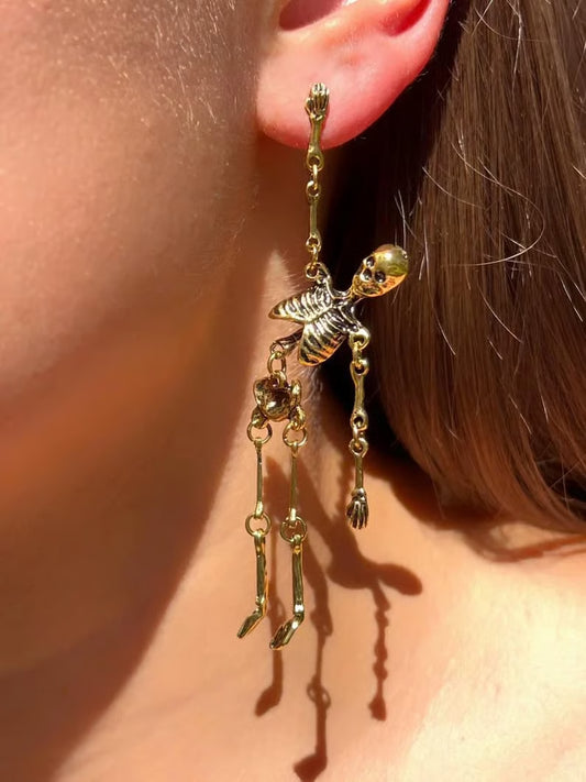 Gold Skeleton Earrings – Not Just for Halloween 👻✨You Can Wear All Year 💀💛- ON SALE🔥